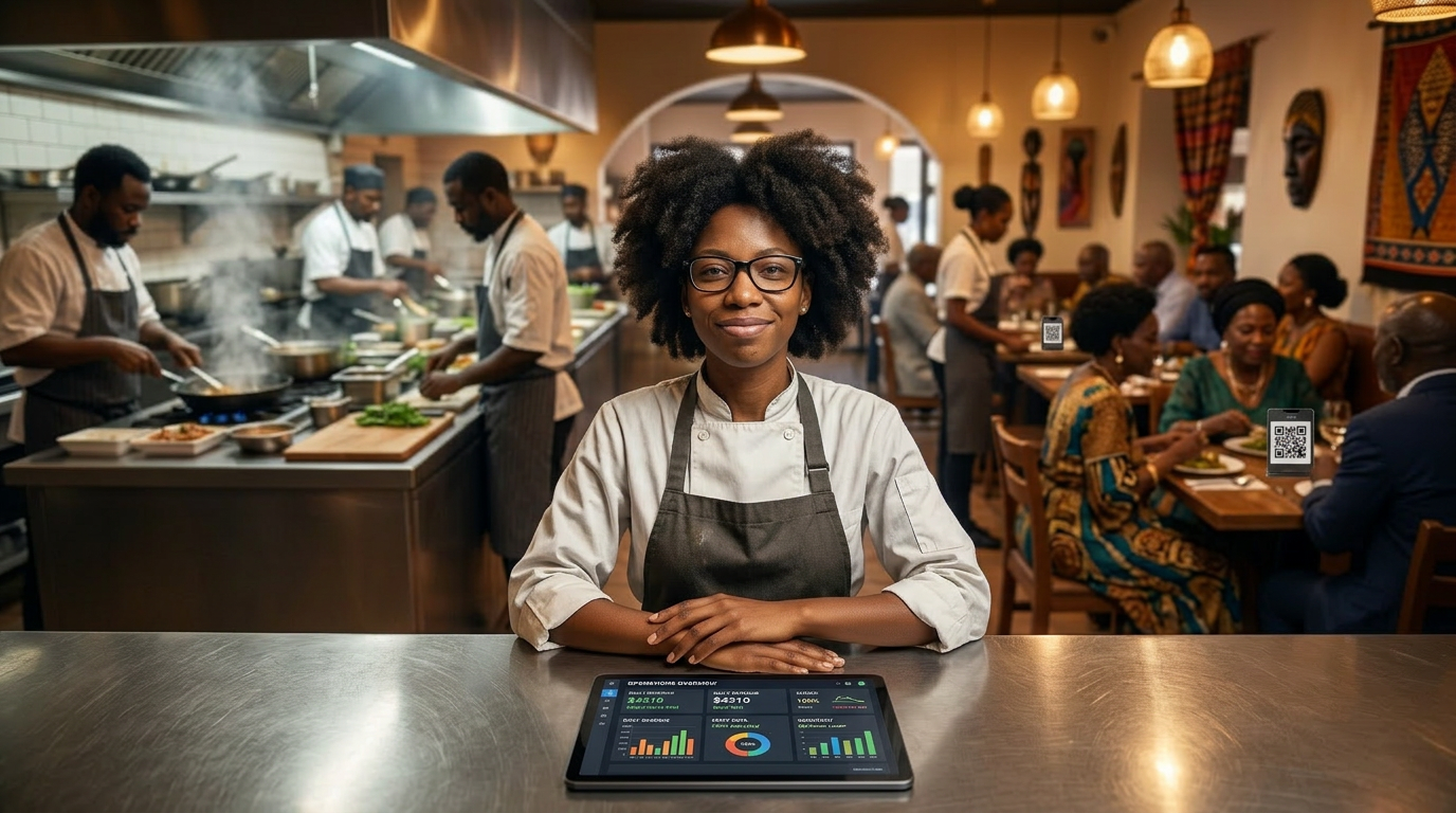 Restaurant moderne avec commandes digitales et gestion fluide